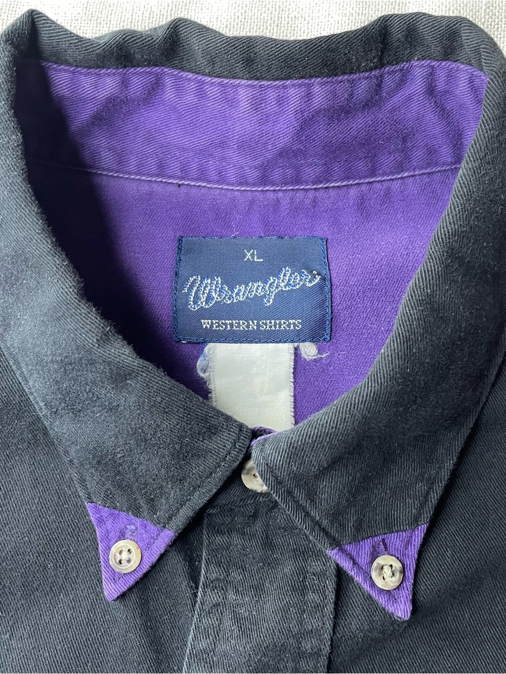 Vintage 90s Wrangle Western Rodeo Button Down Color Block Shirt - Picture 3 of 8